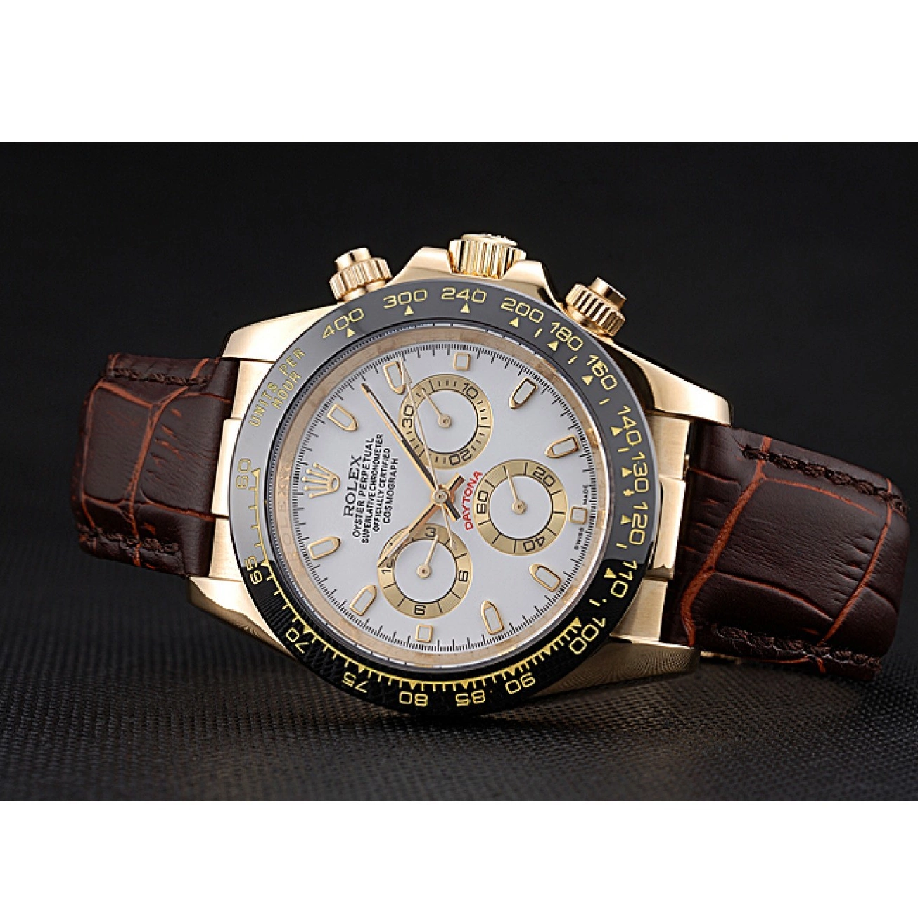 Aaa replica watch Leather Dial Case Cosmograph White Gold Rolex Brown 622633 Daytona Bracelet 0609
